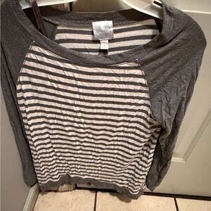 Sunday Gray and White Striped Top
